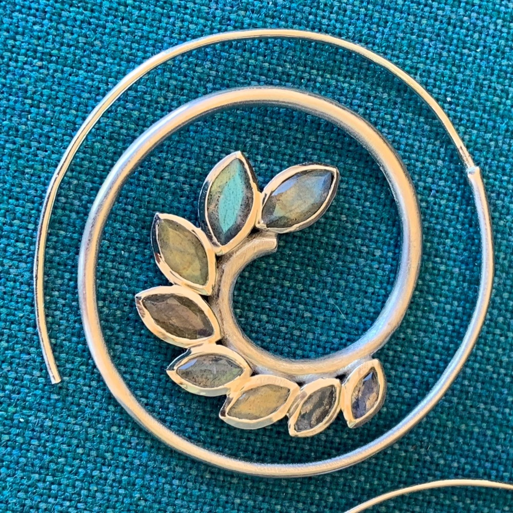 Dean Davidson Kamala Spiral Hoop Earrings w/Labradorite Gemstones